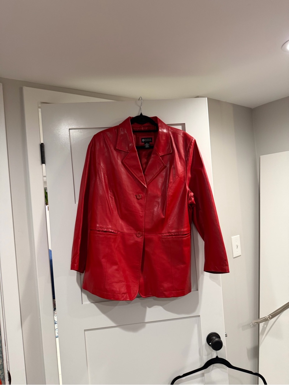 Maggie Barnes Red Leather Blazer